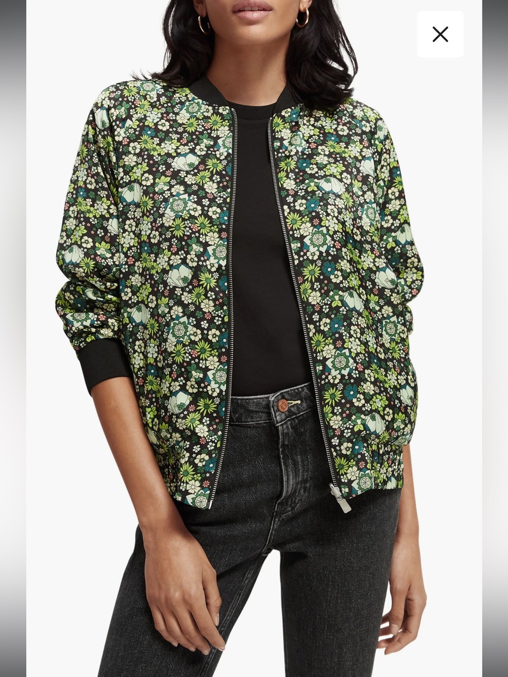 Scotch & Soda Maison Reversible Bomber Zip-up Jacket Green Floral Tiger Small
